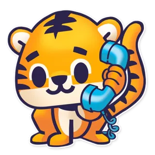 😜 tigre, telefone, comunicação, animal, desenho animado, adesivo telegram sticker