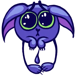 😢 triste, fofo, animal, roxo, desenho animado telegram sticker
