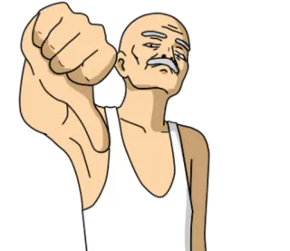👎 Pouce vers le bas, Je n'aime pas, Négatif, Opinion, Vieil homme, Dessin animé telegram sticker