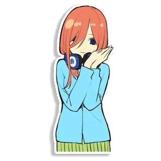 😄 Miku Nakano The Quintessential Quintuplets anime, cute, headphones, girl telegram sticker