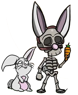 🙈 lapin, lapin, squelette, carotte, animal, humour, dessin animé whatsapp sticker