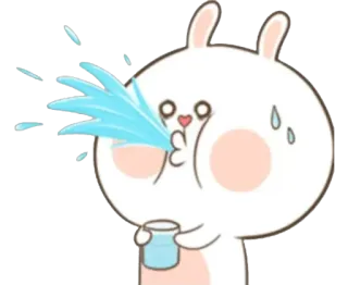 🤭 кролик, милый, животное, наклейка, вода, каваий, мультфильм telegram sticker