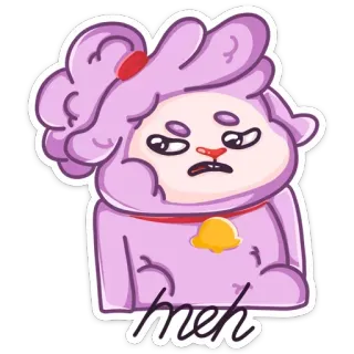 😒 meh Dessin animé, Violet, Animal, Bof, Indifférent, Mignon telegram sticker
