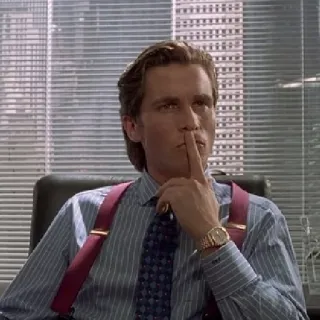 🤔 Patrick Bateman American Psycho Geschäftsmann, Serienmörder, 80er, Anzug, ernst whatsapp sticker