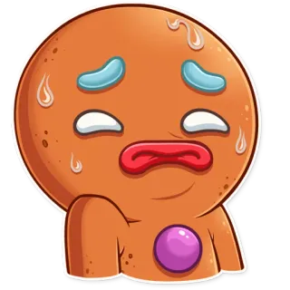 😰 homem biscoito, adesivo, emoticon, suando, desenho, triste, expressão telegram sticker