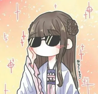 😎 @shun_mo25 cartone animato, ragazza, occhiali da sole, anime, carino, disegno telegram sticker