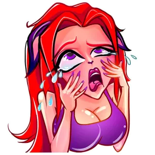 😭 frau, cartoon, weinen, emotional, mittelfinger telegram sticker