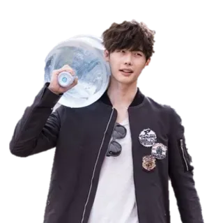 😵 homme, eau, bouteille, blouson aviateur telegram sticker
