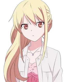 😒 anime, blond włosy, słodka, dziewczyna, kreskówka telegram sticker