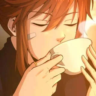 🔷 animé, thé, boisson, personnage, détente telegram sticker