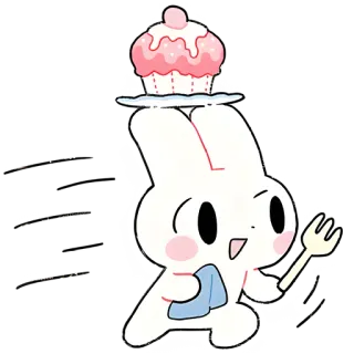 😋 thỏ, bánh cupcake, dễ thương, đồ ăn, tráng miệng telegram sticker
