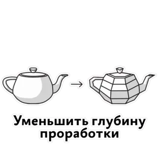 🍵 Уменьшить глубину проработки teapot, reduction, detail, graphics, Russian language, illustration telegram sticker
