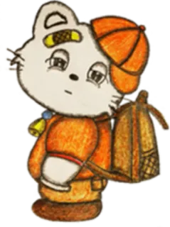 💼 gato, animal, fofo, desenho animado, mochila, sino telegram sticker