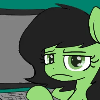 🖥 小马, 绿色, 卡通, 电脑, 生气 telegram sticker