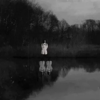 🖤 creepy, ghost, lake, reflection, eerie, woods, girl telegram sticker
