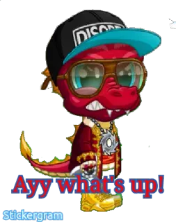 😃 Ayy what's up! cartoon, dragon, greeting, casual telegram sticker