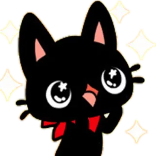 😍 gato, fofo, brilhos, desenho animado, kawaii, gato preto telegram sticker