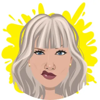 🤨 donna, faccia, ritratto, femmina, cartone animato, illustrazione telegram sticker