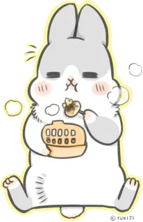 🍴 królik, słodki, zwierzę, jedzenie, kreskówka, je telegram sticker