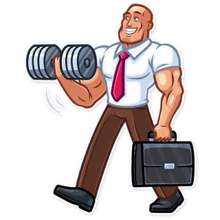 🚶 pengusaha, kebugaran, olahraga, dumbel, kantor, kartun telegram sticker