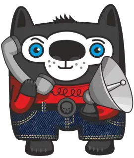 📡 lobo, personagem, telefone, antena parabólica, desenho animado, adesivo telegram sticker