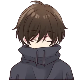😞 Anime, Menino, Moletom com capuz, Triste, Mangá telegram sticker