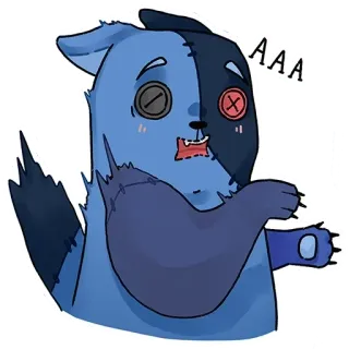 😨 AAA ตุ๊กตา, สัตว์ประหลาด, น่ากลัว, สีน้ำเงิน whatsapp sticker