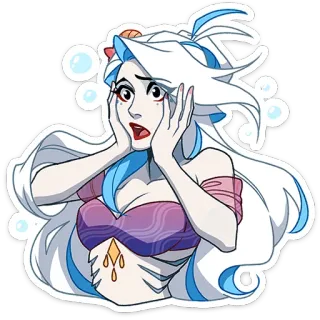 😱 sticker, cartoon, character, woman, mermaid, fantasy whatsapp sticker
