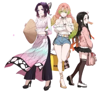 ✌️ anime, demon slayer, shinobu kocho, mitsuri kanroji, nezuko kamado telegram sticker