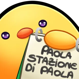 🐤 PAOLA
STAZIONE
DI PAOLA paola, estación, tren, ferrocarril, nota, lista, recordatorio whatsapp sticker