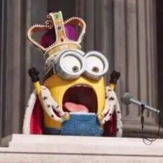 😱 Minion Despicable Me minion, crown, king, cartoon, funny, despicable me telegram sticker
