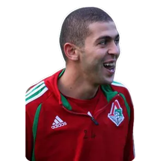 😜 サッカー選手, アスリート, スポーツ, 男性, ポートレート, アディダス, 赤いシャツ, ロコモティフ・モスクワ telegram sticker