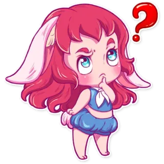 🤔 Desenho animado, Anime, Coelho, Pergunta, Fofo, Adorável telegram sticker