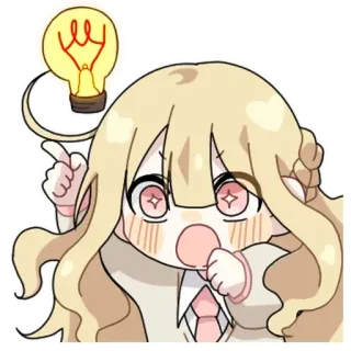 💬 Anime, Dibujo animado, Bombilla, Idea, Lindo, Kawaii, Personaje, Ilustración whatsapp sticker