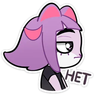🙅‍♂️ HET สาวหูแมว, ผมสีม่วง, การ์ตูน, สติกเกอร์ whatsapp sticker