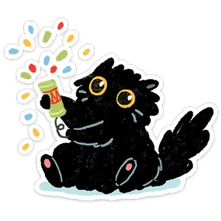 🥳 mèo, bong bóng, dễ thương, động vật, hoạt hình, thú cưng whatsapp sticker