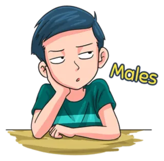 😒 Males Hoạt hình, Đàn ông, Nam, Ngồi, Chán, Minh họa whatsapp sticker