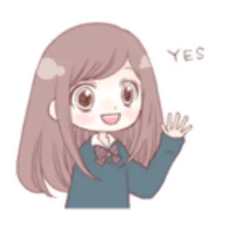 ✨ YES Ragazza anime, Sì, Saluto, Uniforme scolastica, Carino, Cartone animato, Kawaii telegram sticker