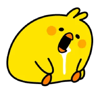 🤤 dessin animé, oiseau, jaune, poussin, mignon, illustration whatsapp sticker