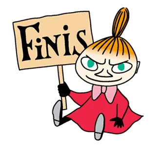 🔚 Little My Moomins Finis Cartoon, wütend, Mumin, Little My, finnisch telegram sticker