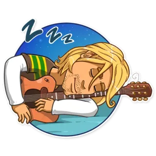 😴 Zzz ngủ, guitar, âm nhạc, hoạt hình, giấc mơ, chợp mắt, mệt mỏi whatsapp sticker