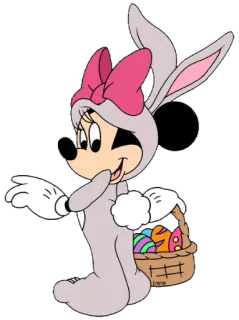 🐰 Minnie Mouse ミニーマウス, ディズニー, イースター, うさぎのコスチューム, 漫画 telegram sticker