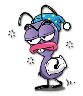 😪 Dibujo animado, Hormiga, Adormilado, Cansado, Almohada, Gorro de dormir telegram sticker