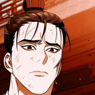 💐 Manhwa, Homem, Asiático, Sério, Cabelo Preso, Retrato whatsapp sticker