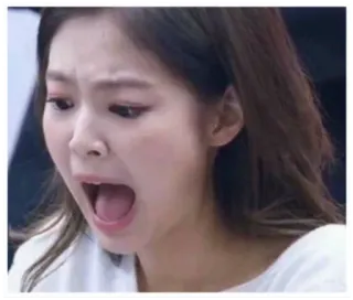 🖤 Jennie Kim ผู้หญิง, ภาพเหมือน, คนดัง, คน, อ้าปาก, ตกใจ whatsapp sticker