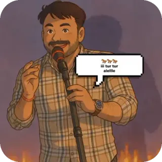 🤣 🐴🐴🐴
lil tur tur
alelle homem, microfone, falando, emoji de cavalo whatsapp sticker