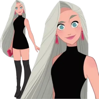 🙂 женщина, платье, мультфильм, иллюстрация, мода, стиль telegram sticker