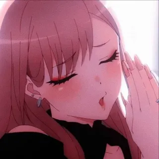 🙏 anime, ragazza, capelli rosa, carina telegram sticker