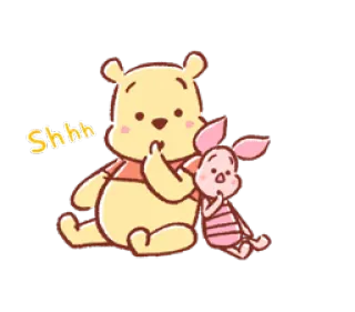 🙊 Winnie the Pooh Shhh Винни Пух, Пятачок, Тсс, Тихо, Мультфильм, Дисней telegram sticker
