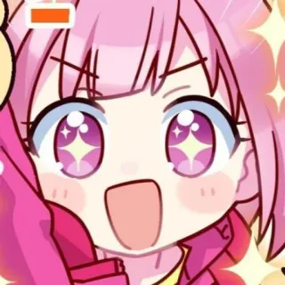 🤩 Anime, Mangá, Fofo, Kawaii, Desenho animado, Menina, Cabelo rosa whatsapp sticker